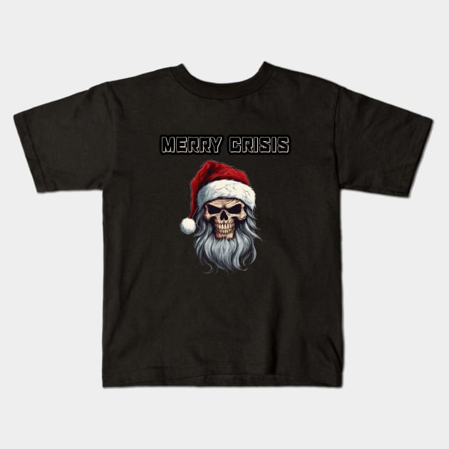 Merry Crisis, anti xmas, skull with santa hat Kids T-Shirt by Pattyld